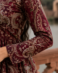 Maroon Paisley Print Pure Cotton Peplum Kurti with Full Sleeves for Women