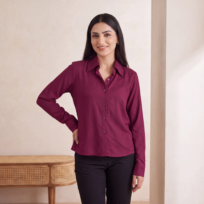 Berry Maroon Rayon Shirt