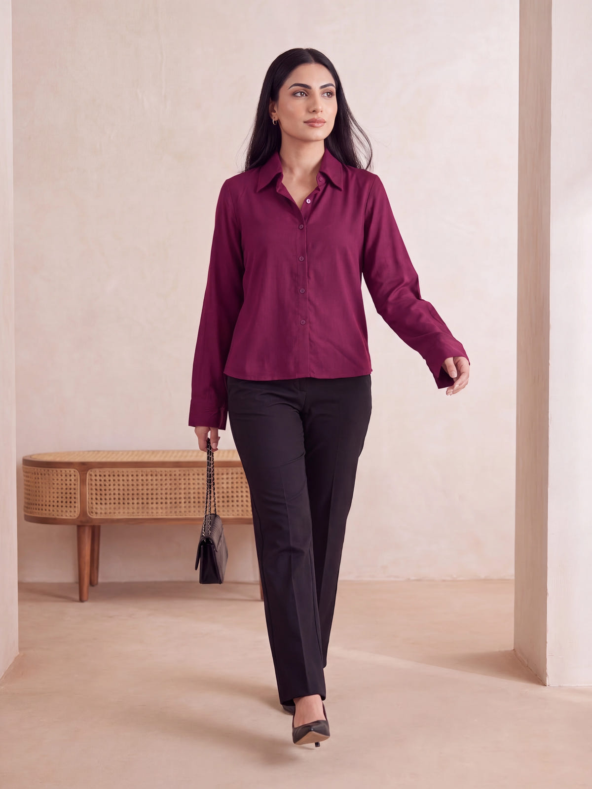 Berry Maroon Rayon Shirt