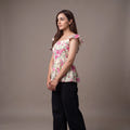 Ivory Rose Floral Cotton Peplum Top