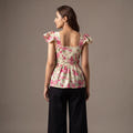 Ivory Rose Floral Cotton Peplum Top