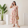 Buttery Ivory Rose Print Cotton Maxi Dress