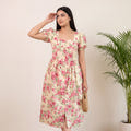 Buttery Ivory Rose Print Cotton Maxi Dress