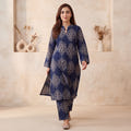 Neel — Navy Mughal Print Cotton Kurta Pant Set